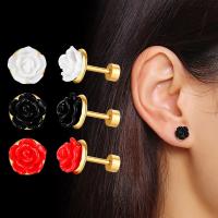 Titanium Steel Stud Earring, with Silicone, fashion jewelry & for woman 