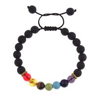 Gemstone Bracelets, Polyester Cord, with Gemstone & Brass, Unisex, mixed colors cm 