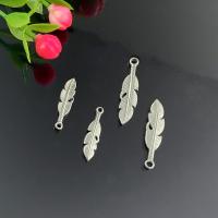 Stainless Steel Feather Pendant, 304 Stainless Steel, Vacuum Plating, DIY silver color 