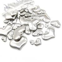 Stainless Steel Heart Pendants, 304 Stainless Steel, Vacuum Plating, DIY silver color 