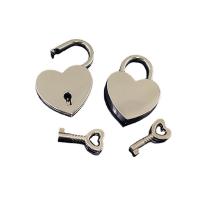 Zinc Alloy Heart Pendants, Lock and Key, Vacuum Plating, 2 pieces & DIY, silver color  