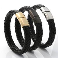 PU Leather Cord Bracelets, with Titanium Steel, plated, Unisex 