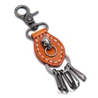 PU Leather Key Clasp, with Iron & Zinc Alloy, durable & Unisex, brown 
