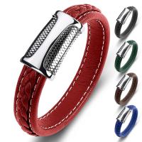 cuir PU bracelet, avec acier inoxydable 316L, Placage sous vide, normes différentes pour le choix & pour homme, plus de couleurs à choisir, Vendu par PC