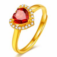 Латунное кольцо с стразами, Латунь, Сердце, плакирован золотом, инкрустированное микро кубического циркония & Женский & со стразами, размер:6-8, продается PC