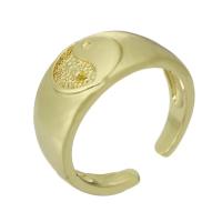 Латунь Манжеты палец кольцо, плакирован золотом, ювелирные изделия моды & Тай Цзи & Мужская, Золотой, 10mm, размер:7, продается PC