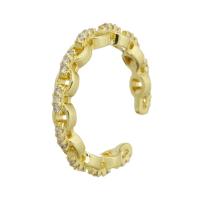 Brass Cuff Finger Ring, gold color plated, fashion jewelry & micro pave cubic zirconia & for woman, golden, 3.5mm, US Ring 