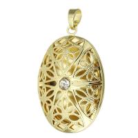 Brass Locket Pendants, gold color plated, fashion jewelry & DIY & with photo locket & micro pave cubic zirconia & for woman, golden Approx 4mm 