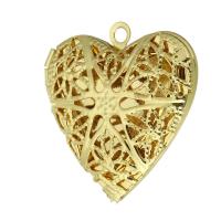 Brass Locket Pendants, Heart, gold color plated, fashion jewelry & DIY & with photo locket & for woman, golden Approx 2mm 