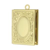 Brass Locket Pendants, Square, gold color plated, fashion jewelry & DIY & with photo locket & for woman, golden Approx 1.5mm 