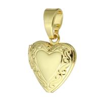 Brass Locket Pendants, Heart, gold color plated, fashion jewelry & DIY & with photo locket & for woman, golden Approx 4mm 