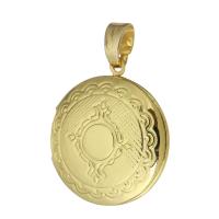 Brass Locket Pendants, Round, gold color plated, fashion jewelry & DIY & with photo locket & for woman, golden Approx 3mm 