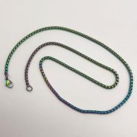 Titanium Steel Chain Necklace, Vacuum Ion Plating, Unisex multi-colored 