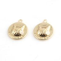 Brass Jewelry Pendants, Flat Round, Unisex, golden 