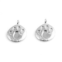 Brass Jewelry Pendants, with bear paw pattern & Unisex, silver color 