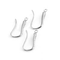 Brass Hook Earwire, DIY & micro pave cubic zirconia, silver color 