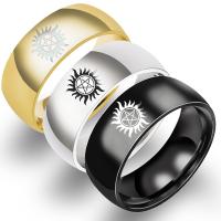 Titanium Steel Finger Ring, Round, plated, Unisex 8mm 