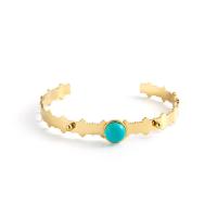 Stainless Steel Cuff Bangle, 304 Stainless Steel, with turquoise, Vacuum Plating, adjustable & for woman, gold, 60mm 