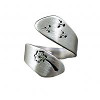 Латунь Манжеты палец кольцо, плакирован серебром, регулируемый & Женский, размер:6-8, продается PC