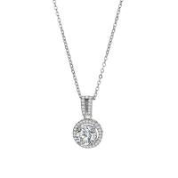 Brass Necklace, Round, platinum plated, oval chain & micro pave cubic zirconia & for woman Approx 16 Inch 