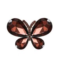 Crystal Brooch, Zinc Alloy, with Crystal, Butterfly, gold color plated, Unisex & for woman & hollow 