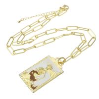Brass Jewelry Necklace, gold color plated, for woman & enamel, white Approx 20.5 Inch 