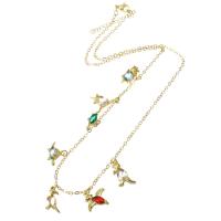 Brass Cubic Zirconia Necklace, Dinosaur, gold color plated, micro pave cubic zirconia & for woman, multi-colored Approx 19 Inch 