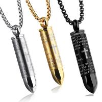 Men Necklace, Stainless Steel, Bullet, plated, with cross pattern & box chain & with letter pattern & for man 42mm Approx 21.6 Inch 