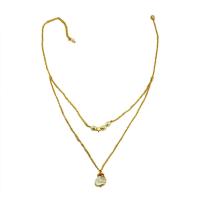 Natural Freshwater Pearl Necklace, with Titanium Steel, with 2.36 extender chain, real gold plated, Double Layer & fashion jewelry & for woman, golden cm 