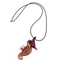 Lampwork Jewelry Necklace, with Wax Cord, Seahorse, fashion jewelry & for woman, Random Color .5 Inch 