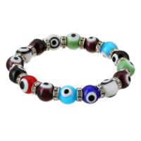 Evil Eye Jewelry Bracelet, Lampwork, with Zinc Alloy, fashion jewelry & for woman & with rhinestone, multi-colored Inch 