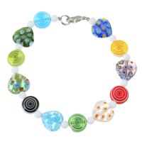 Lampwork Bracelets, with Moonstone & Zinc Alloy, fashion jewelry & for woman, multi-colored Inch 