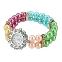 Pulseras de perlas plásticas, Perlas de plástico ABS, con aleación de zinc, Joyería & para mujer & con diamantes de imitación, multicolor, longitud:7 Inch, Vendido por Sarta