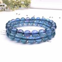 Blue Fluorite Bracelet, Round & for woman, blue cm 