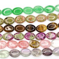 Gemischte Edelstein Perlen, Naturstein, oval, DIY & verschiedenen Materialien für die Wahl, keine, 13x18x6mm, ca. 22PCs/Strang, verkauft von Strang