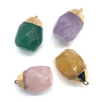 Gemstone Brass Pendants, Natural Stone, with Brass, gold color plated & Unisex & faceted 