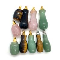 Natural Stone Perfume Bottle Pendant, with Brass, gold color plated, Unisex 