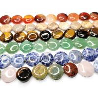 Mixed Gemstone Beads, Natural Stone, Flat Round, DIY Approx 