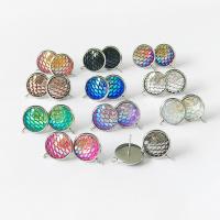 Stainless Steel Earring Drop Component, 304 Stainless Steel, with Resin, Round, DIY & for woman 12mm, Approx 