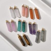 Gemstone Brass Pendants, with Brass, gold color plated & faceted 
