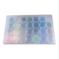 Glass Beads Beads, with Plastic Box, Rhombus, DIY, mixed colors, 4mm, Approx 