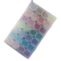 Silbereinzug Glas Rocailles, Glasperlen, mit Kunststoff Kasten, rund, DIY, gemischte Farben, 2mm, ca. 15120PCs/Box, verkauft von Box