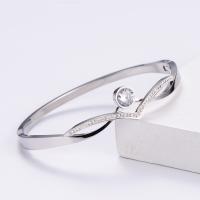 Stainless Steel Bangle, 316L Stainless Steel, Donut, Vacuum Ion Plating, fashion jewelry & for woman & with rhinestone 