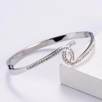 Stainless Steel Bangle, 316 Stainless Steel, Donut, Vacuum Ion Plating, fashion jewelry & for woman & with rhinestone 
