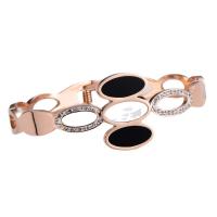 Stainless Steel Bangle, 316 Stainless Steel, Donut, Vacuum Ion Plating, fashion jewelry & for woman & with rhinestone 