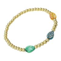 Bracelets en laiton, avec plastique, Placage de couleur d'or, pour femme Environ 6.8 pouce, Vendu par PC