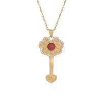 Gemstone Necklaces, Brass, with Gemstone, gold color plated, for woman Approx 17.71 Inch 