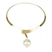 Collar Necklace, Zinc Alloy, with Plastic Pearl, plated, fashion jewelry & for woman 