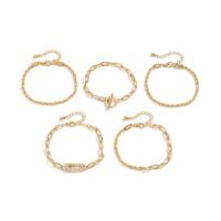 Zinc Alloy Bracelet Set, with Iron, with 1.97inch extender chain, plated, 5 pieces & for woman & with rhinestone Approx 6.3 Inch 