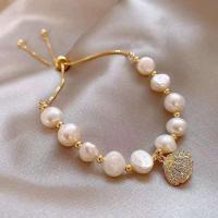 Zinc Alloy Pearl Bracelets, with Freshwater Shell & Freshwater Pearl, with 1.57inch extender chain & for woman Approx 6.69 Inch 